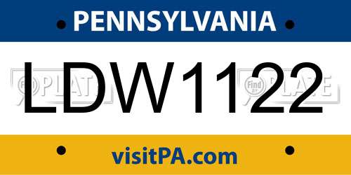 LDW1122 Pennsylvania License Plate
