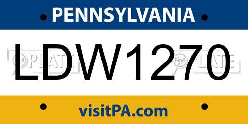 LDW1270 Pennsylvania License Plate