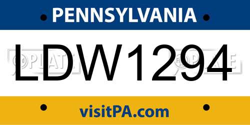 LDW1294 Pennsylvania License Plate