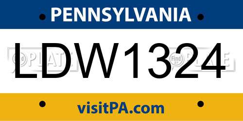 LDW1324 Pennsylvania License Plate
