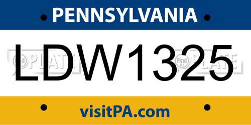 LDW1325 Pennsylvania License Plate