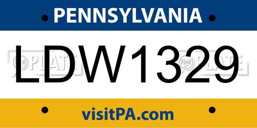 LDW1329 Pennsylvania License Plate