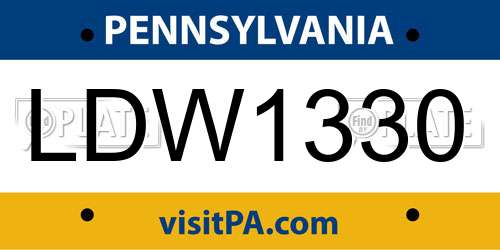LDW1330 Pennsylvania License Plate