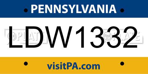 LDW1332 Pennsylvania License Plate