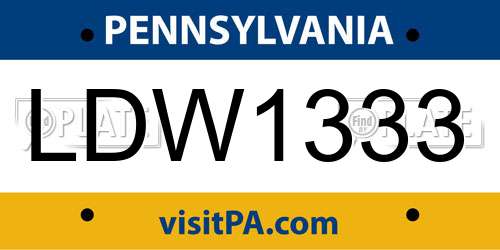 LDW1333 Pennsylvania License Plate