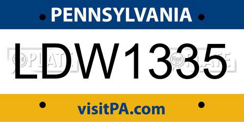 LDW1335 Pennsylvania License Plate
