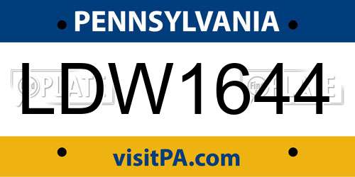 LDW1644 Pennsylvania License Plate
