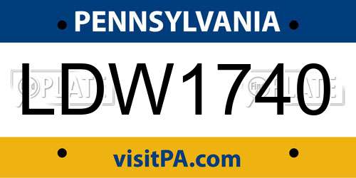 LDW1740 Pennsylvania License Plate