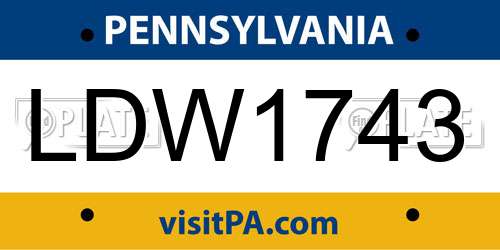 LDW1743 Pennsylvania License Plate