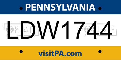 LDW1744 Pennsylvania License Plate