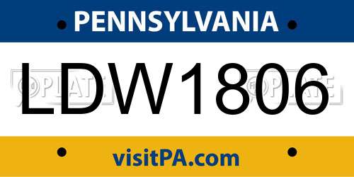 LDW1806 Pennsylvania License Plate