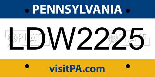 LDW2225 Pennsylvania License Plate
