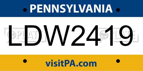 LDW2419 Pennsylvania License Plate