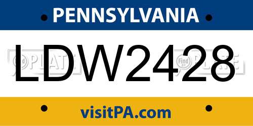 LDW2428 Pennsylvania License Plate