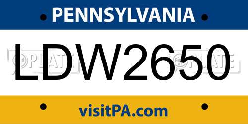 LDW2650 Pennsylvania License Plate