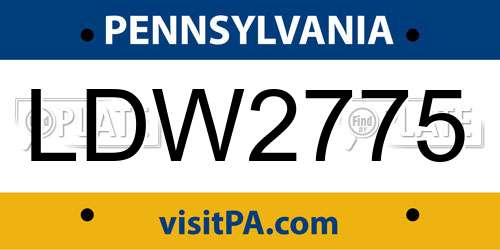 LDW2775 Pennsylvania License Plate