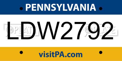 LDW2792 Pennsylvania License Plate