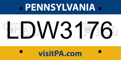 LDW3176 Pennsylvania License Plate