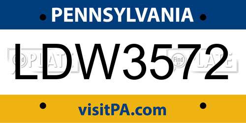 LDW3572 Pennsylvania License Plate