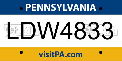 LDW4833 Pennsylvania License Plate