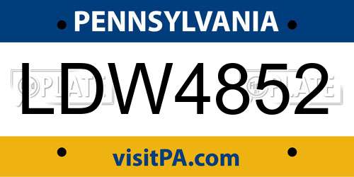 LDW4852 Pennsylvania License Plate