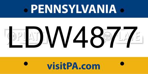 LDW4877 Pennsylvania License Plate