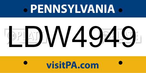 LDW4949 Pennsylvania License Plate