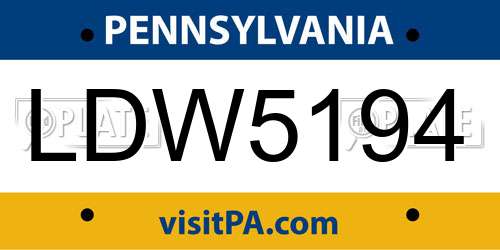 LDW5194 Pennsylvania License Plate