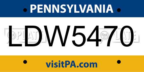 LDW5470 Pennsylvania License Plate