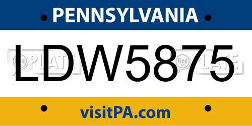 LDW5875 Pennsylvania License Plate