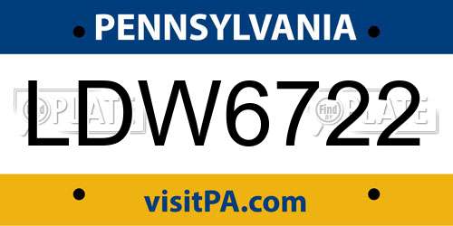 LDW6722 Pennsylvania License Plate