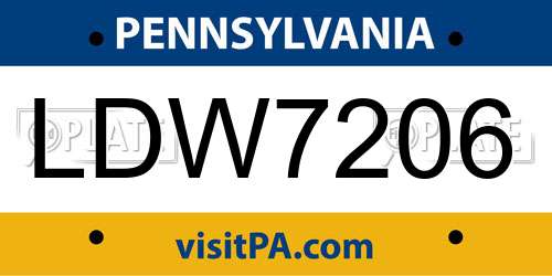LDW7206 Pennsylvania License Plate