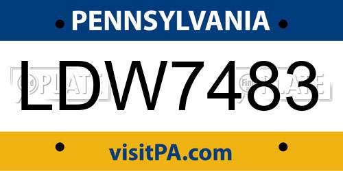 LDW7483 Pennsylvania License Plate
