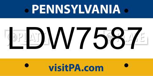 LDW7587 Pennsylvania License Plate