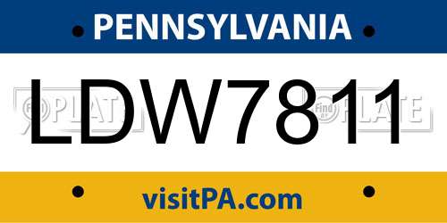 LDW7811 Pennsylvania License Plate