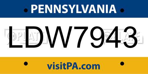 LDW7943 Pennsylvania License Plate