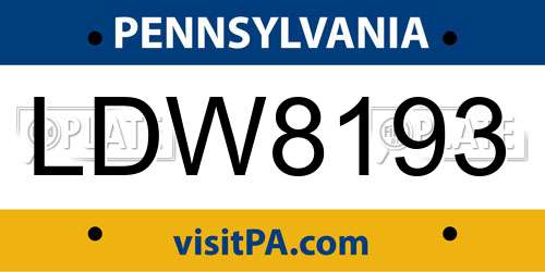 LDW8193 Pennsylvania License Plate