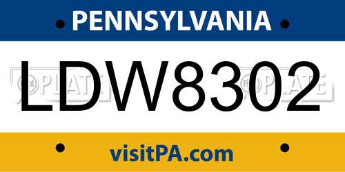 LDW8302 Pennsylvania License Plate