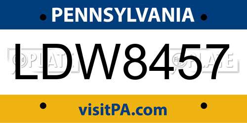LDW8457 Pennsylvania License Plate