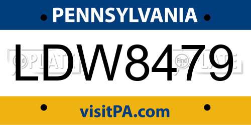 LDW8479 Pennsylvania License Plate