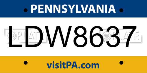 LDW8637 Pennsylvania License Plate