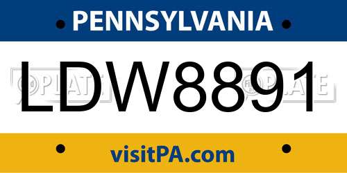 LDW8891 Pennsylvania License Plate