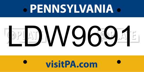 LDW9691 Pennsylvania License Plate