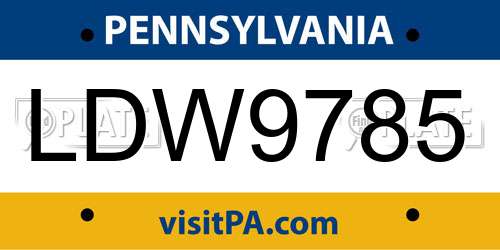 LDW9785 Pennsylvania License Plate