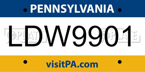LDW9901 Pennsylvania License Plate