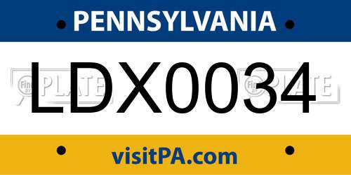 LDX0034 Pennsylvania License Plate