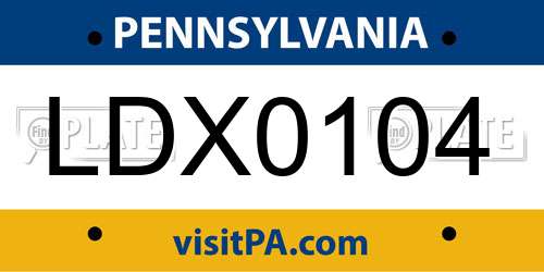 LDX0104 Pennsylvania License Plate