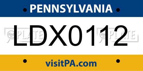 LDX0112 Pennsylvania License Plate