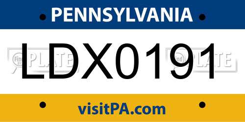 LDX0191 Pennsylvania License Plate