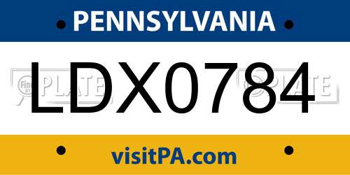 LDX0784 Pennsylvania License Plate